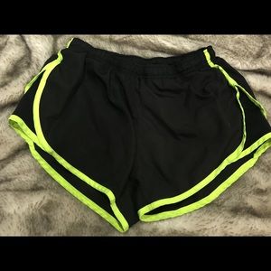 medium black athletic shorts w neon outline